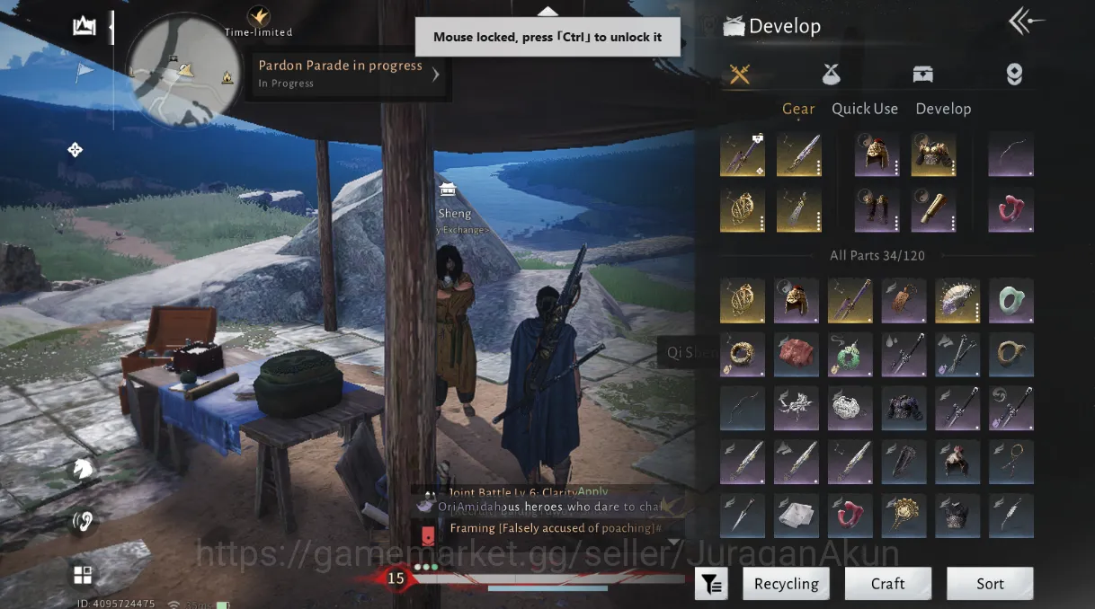 Where Winds Meet Accounts GLOBAL Lv70 | GS 15692 | Nameless Sword + Nameless Spear |4775 Jade|Female MC|Low Explore|Netease 5