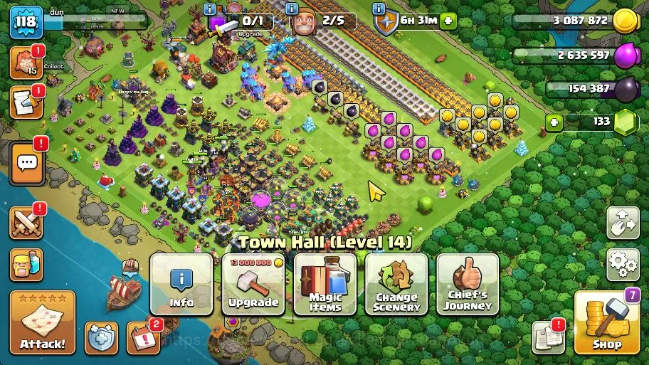 TH 14 - BH 7|Limited Skin|LV 118|HH 8|BK 41,AQ 54,GW 36,MP 20,RC 27|Gems 133|CN ON|ProtectOFF|TAKE MAIL(COC1806) Clash of Clans Mid-Tier TH 14 - BH 7|Limited Skin|LV 118|HH 8|BK 41,AQ 54, image 1