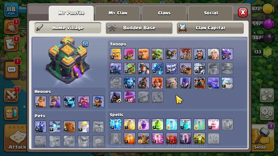 Clash of Clans Accounts Mid-Tier TH 14 - BH 7|Limited Skin|LV 118|HH 8|BK 41,AQ 54,GW 36,MP 20,RC 27|Gems 133|CN 2