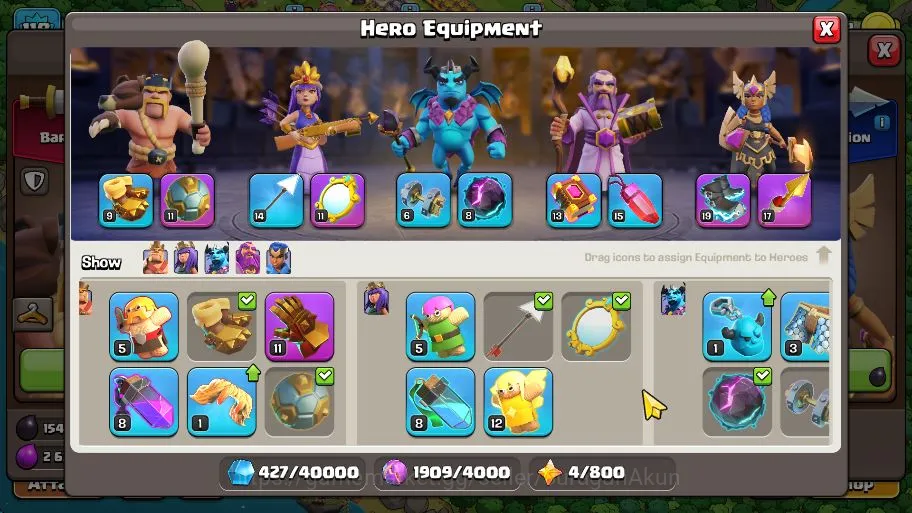 Clash of Clans Accounts Mid-Tier TH 14 - BH 7|Limited Skin|LV 118|HH 8|BK 41,AQ 54,GW 36,MP 20,RC 27|Gems 133|CN 4
