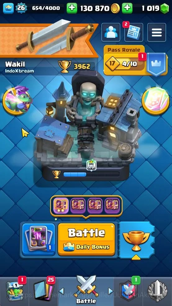 Clash Royale Accounts Lvl 26|Trophy 3962|KTL 10|Limited Skin|Card 79| 2 image 1