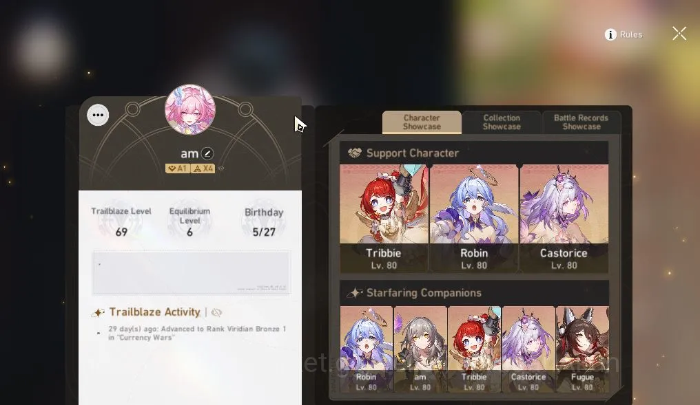 Honkai Star Rail Accounts Mid Game ASIA|TL 69|9 Limited|[Castorice,B3,Robin,Fugue]+Sign,Cyrene,Ruan Mei,Dante,Etc|Mc 2