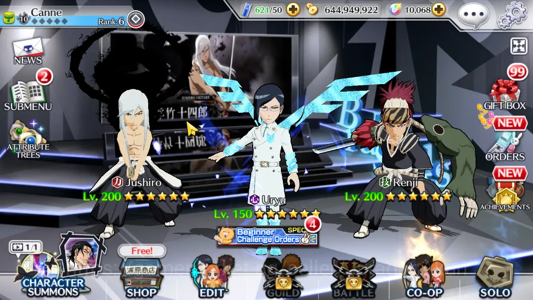 Bleach: Brave Souls Accounts Mid-Tier [GLOBAL] 10k Spirit Orbs+Fresh Story| 6 Char 5/5 Uryu TYBW25 Renji TYBW25, Jushiro 7