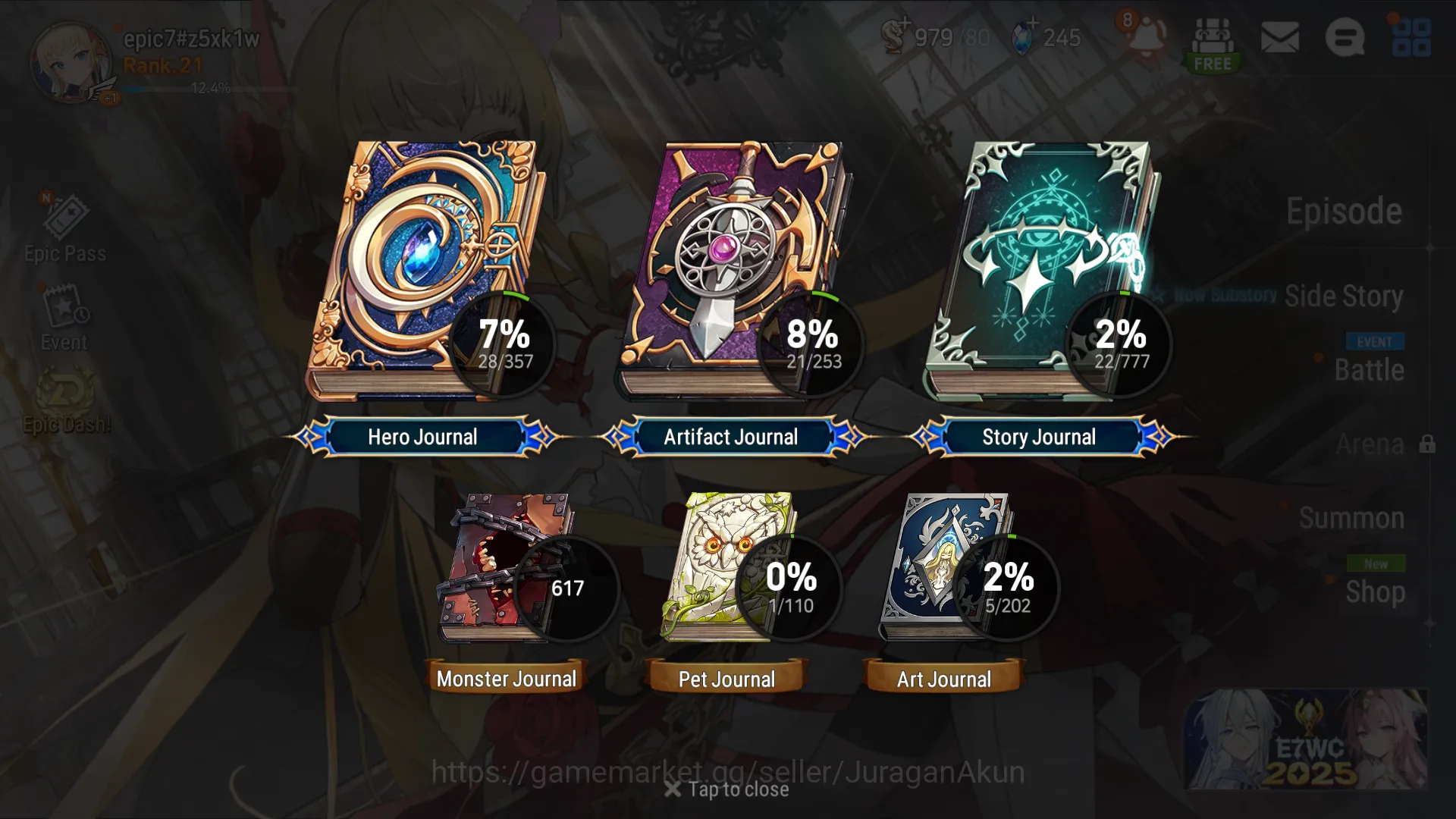 Epic Seven Accounts Starter Global Unverif|Starter 2ML (Little Queen Charlotte, Remnant Vildred)|PoH On|Log Stove|Check SS 8