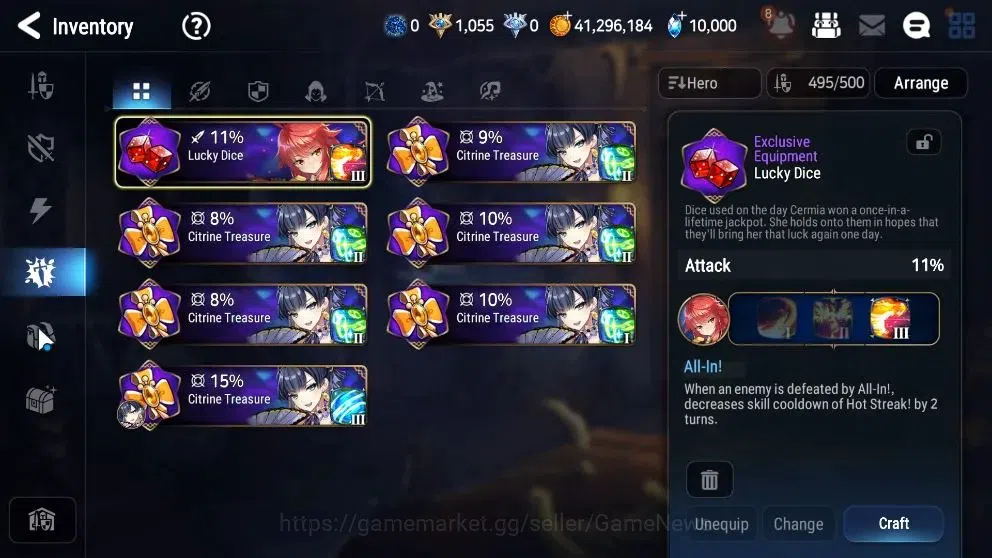 Epic Seven Accounts High-End Global UnVerif|NewEra|12 ML(Harsetti,SP Politis,etc)+Rinak,Setsuka,AB Fumyr,etc|300 Rinak 17