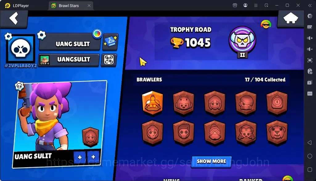 Brawl Stars Accounts Global |Trophy 1045| Brawler 1 Max with Supercharge |Skins 1 Mythic,4 Epic|Bling 6070|Protect Off|Check 2