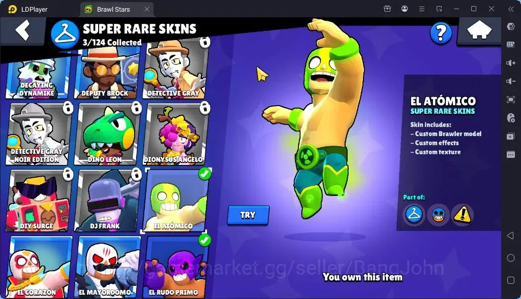 Brawl Stars Accounts Global |Trophy 1045| Brawler 1 Max with Supercharge |Skins 1 Mythic,4 Epic|Bling 6070|Protect Off|Check 5