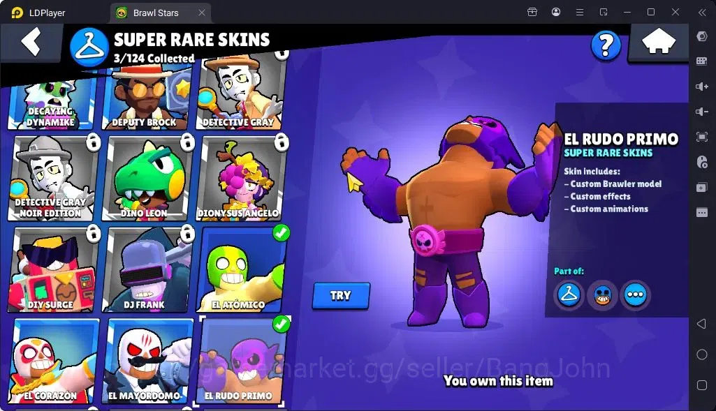 Brawl Stars Accounts Global |Trophy 1045| Brawler 1 Max with Supercharge |Skins 1 Mythic,4 Epic|Bling 6070|Protect Off|Check 6