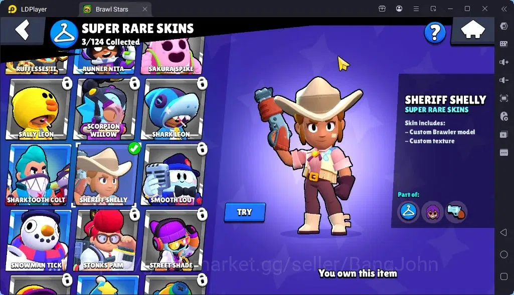 Brawl Stars Accounts Global |Trophy 1045| Brawler 1 Max with Supercharge |Skins 1 Mythic,4 Epic|Bling 6070|Protect Off|Check 7