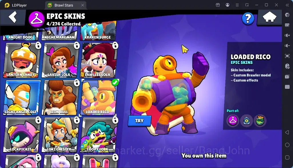 Brawl Stars Accounts Global |Trophy 1045| Brawler 1 Max with Supercharge |Skins 1 Mythic,4 Epic|Bling 6070|Protect Off|Check 9