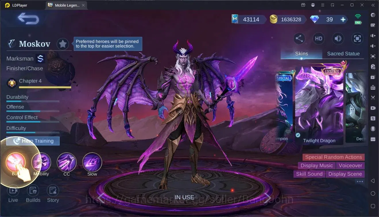 Mobile Legends: Bang Bang Accounts Global|Hero 131|Skin 405|Exalted|Legend Miya,Saber image 2