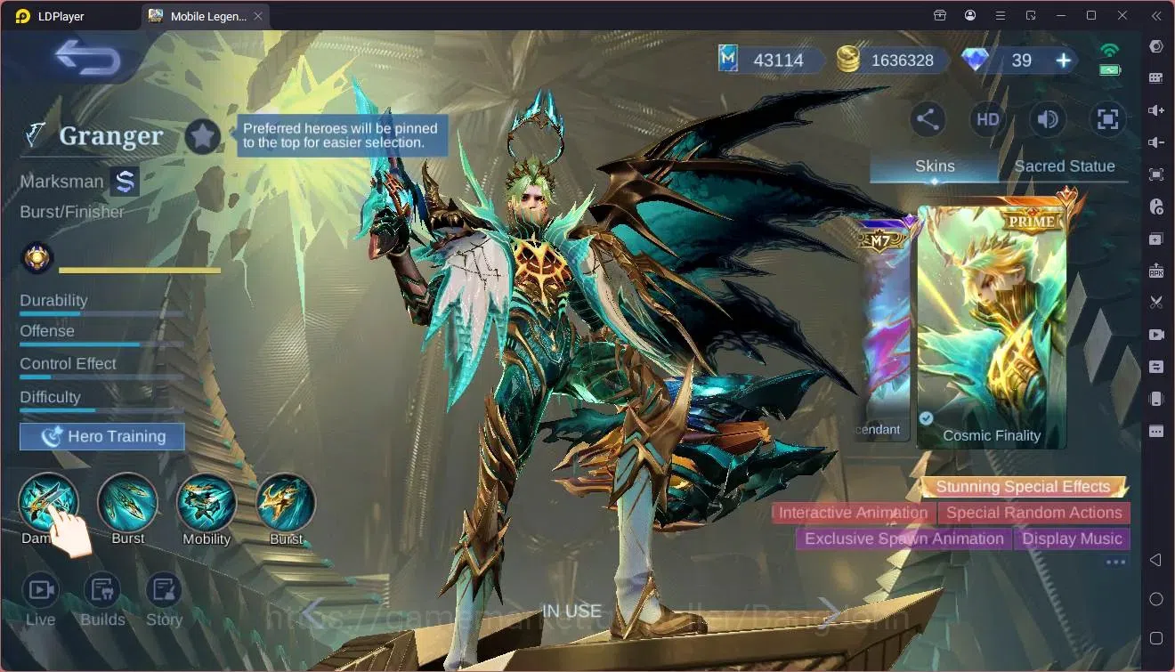 Mobile Legends: Bang Bang Accounts Global|Hero 131|Skin 405|Exalted|Legend Miya,Saber image 5