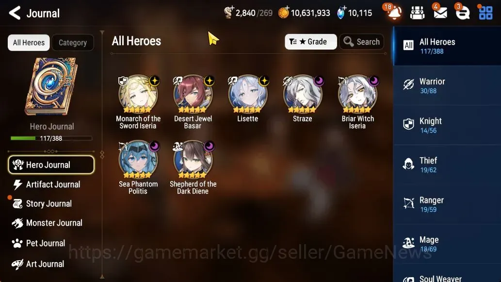 Epic Seven Accounts Limited Hero Global UnVerif|New Era| 7 ML (Lisette,Shepherd,Monarch,Straze,Etc)+HARU+Art,AS 1