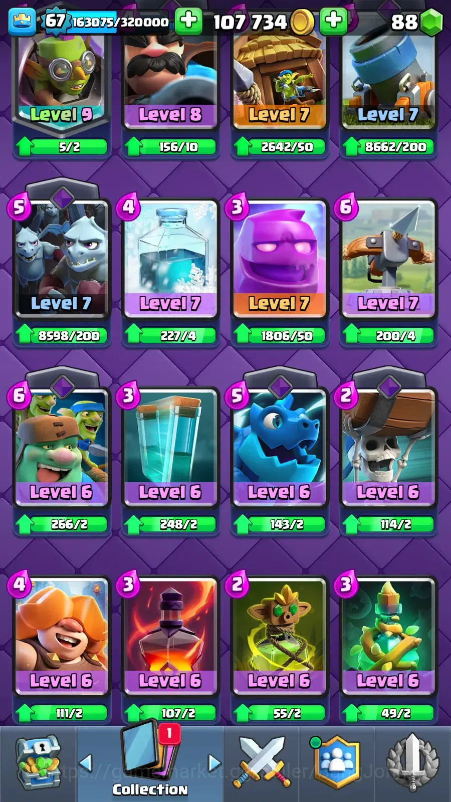 Clash Royale Accounts Lv 67|Trophy 13011|KTL 15|Card 121|9 Max|5 Hero|9  image 10