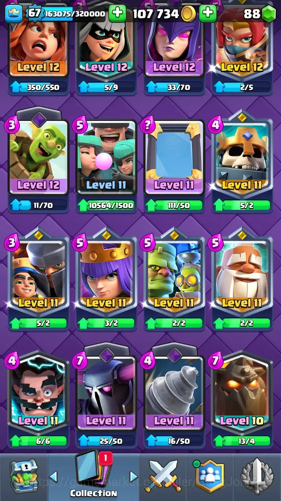 Clash Royale Accounts Lv 67|Trophy 13011|KTL 15|Card 121|9 Max|5 Hero|9  image 12