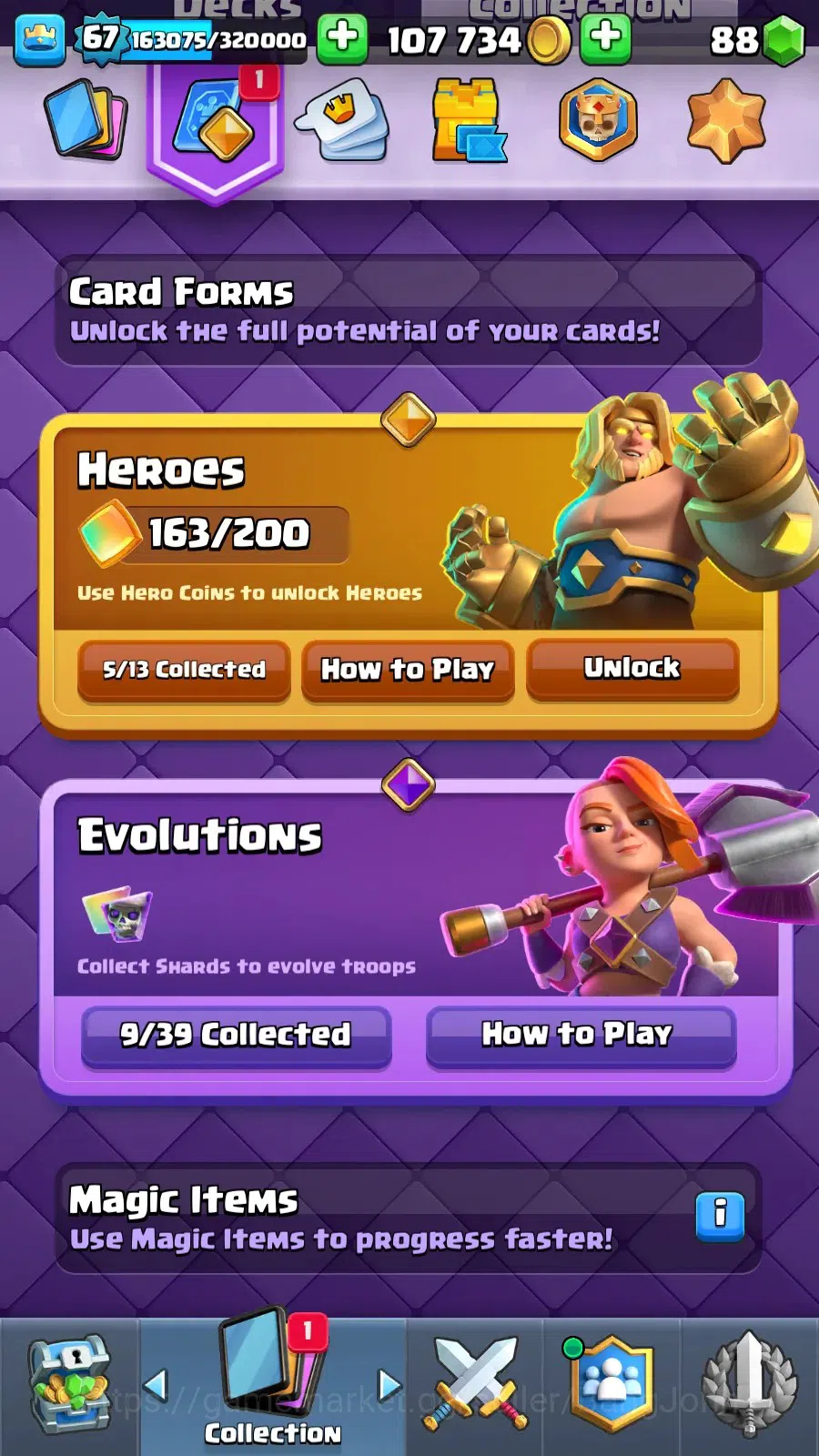 Clash Royale Accounts Lv 67|Trophy 13011|KTL 15|Card 121|9 Max|5 Hero|9  image 17