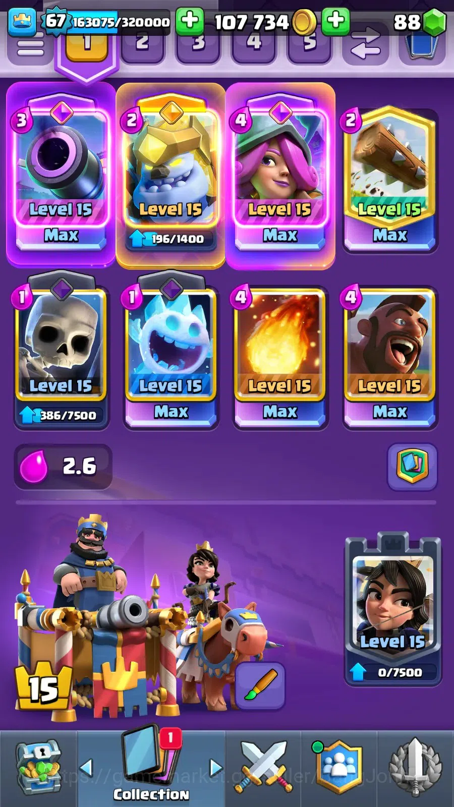 Clash Royale Accounts Lv 67|Trophy 13011|KTL 15|Card 121|9 Max|5 Hero|9  image 18
