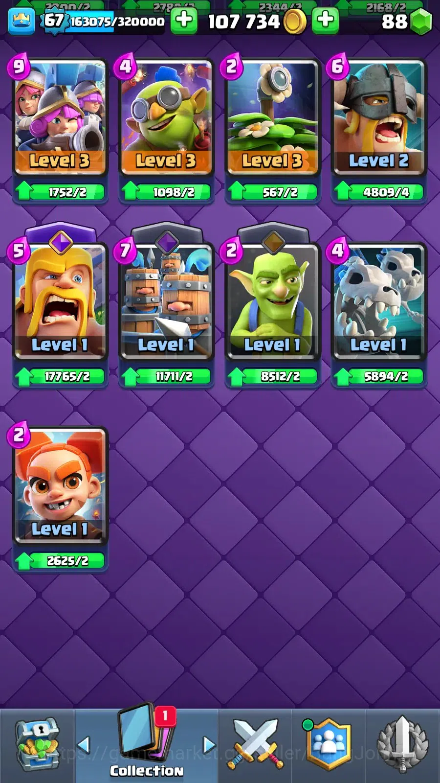 Clash Royale Accounts Lv 67|Trophy 13011|KTL 15|Card 121|9 Max|5 Hero|9  image 8