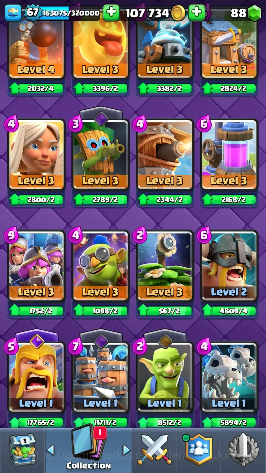 Clash Royale Accounts Lv 67|Trophy 13011|KTL 15|Card 121|9 Max|5 Hero|9  image 9