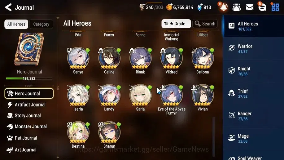 Epic Seven Accounts Mid-Tier GLOBAL UnVerif|10 ML(Harseti,Witch Tenebria,etc)+Rinak,Setsuka,AB Fumyr,Etc|AUTO WGB Hunt|55k 6