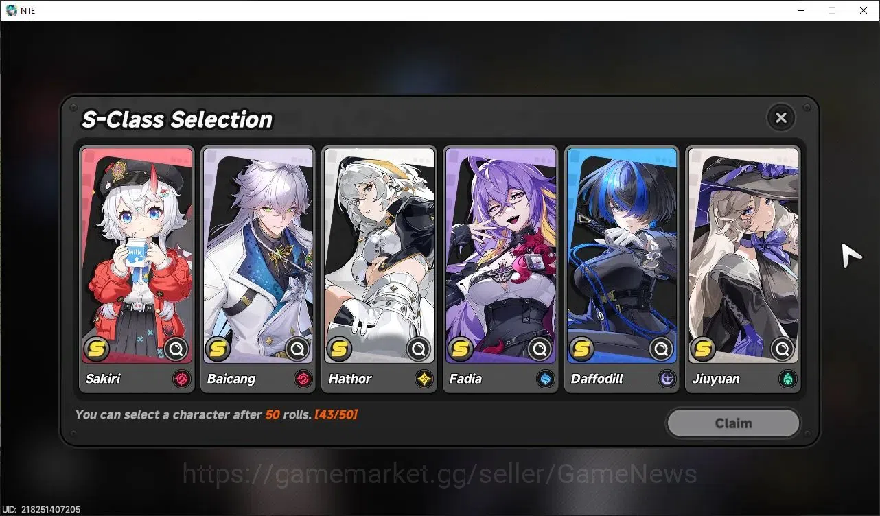 Neverness to Everness Accounts Global NA|HL 3|1 SSR Limited Nanally & SSR Selector|6 SR|Selector 43/50 Roll|Male MC|Log 4