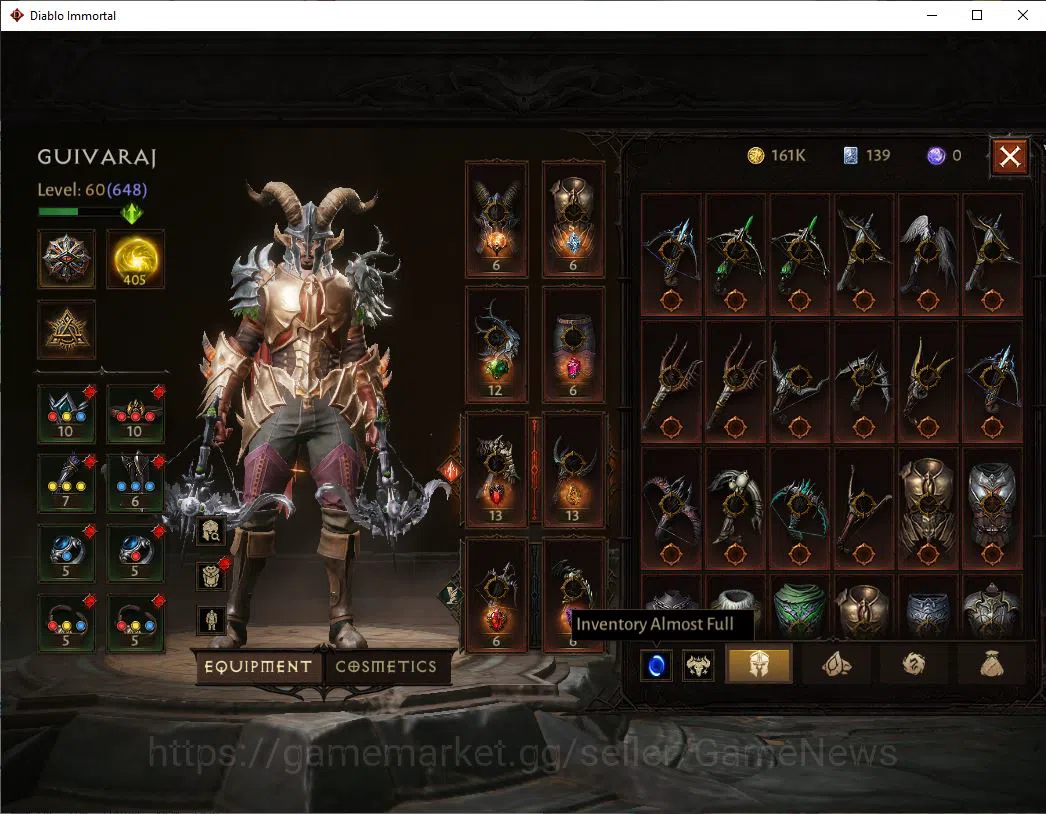 Diablo Immortal Accounts SA-Malah|Lv60(648)|Demon Hunter|CR 36k|Reso 405|Co image 6