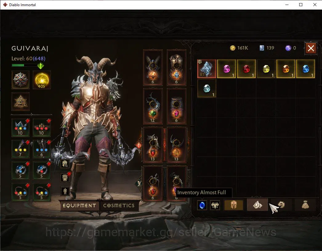 Diablo Immortal Accounts SA-Malah|Lv60(648)|Demon Hunter|CR 36k|Reso 405|Co image 7