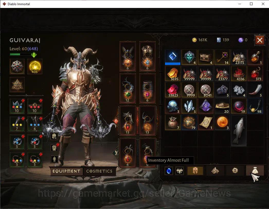 Diablo Immortal Accounts SA-Malah|Lv60(648)|Demon Hunter|CR 36k|Reso 405|Co image 8