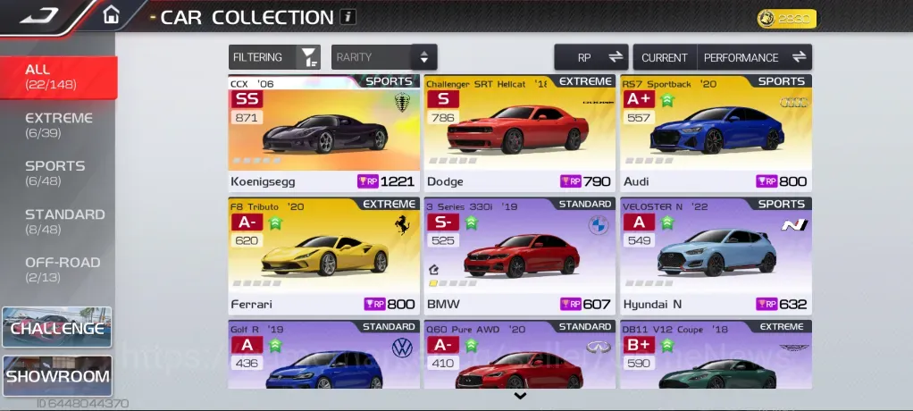 Racing Master Accounts SEA |Lv 3|1 Prime Legends Car (Koenigsegg CCX),Challenger SRT,F8 Tributo,RS7 Sportback,Etc|16k 1