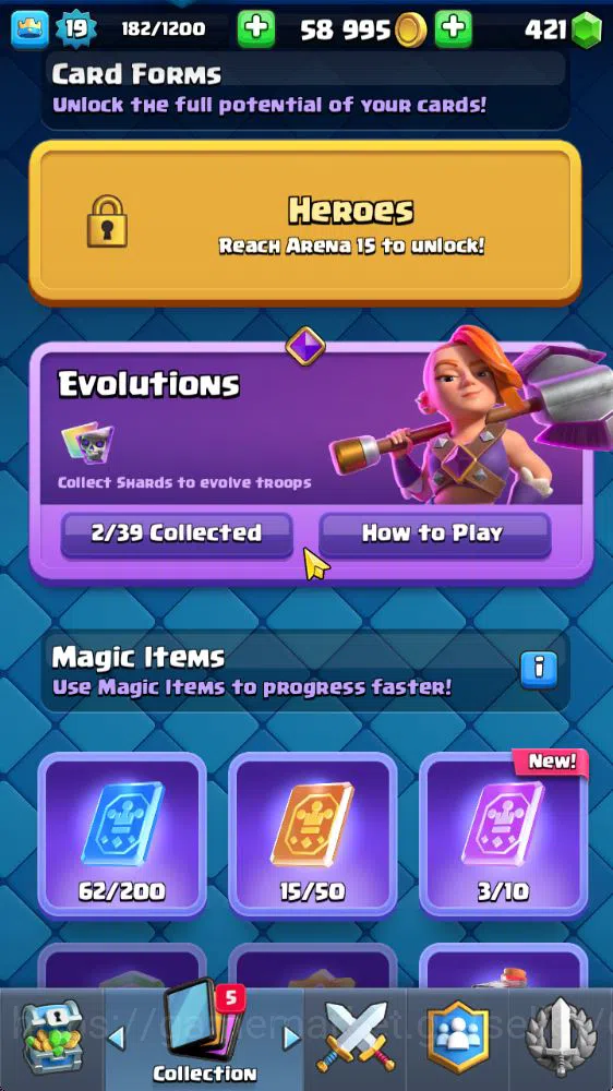 Clash Royale Accounts Starter Lvl 19 |Fresh Starter|Trophy 1817|KTL 8|Card 40| 2 EVO 6 Epic, 17 Rare, 17 Common | 421 Gems 5