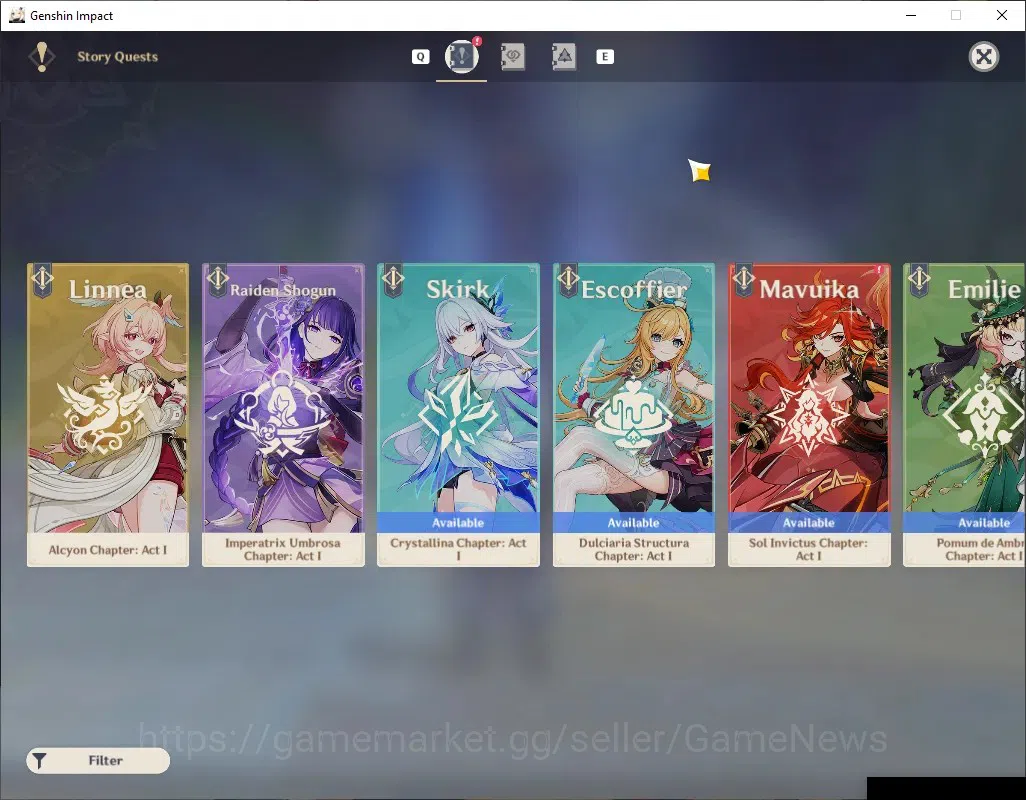 Genshin Impact Accounts Others ASIA|AR 56|Skirk Prem Team|8 Limited +5 (*5 Weapon)|Arlecc+Sign,Escoffier,Yelan,Columbina|MC 20