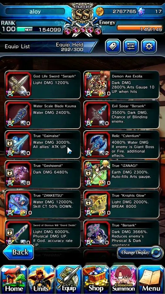 Grand Summoners Accounts End-Game Global|Rank 100|SpArt Shizu|31 Ascend+11TW|(PaladinRoy,Kenshin,Frieren,DLRimuru,Shizu,2xWH 12