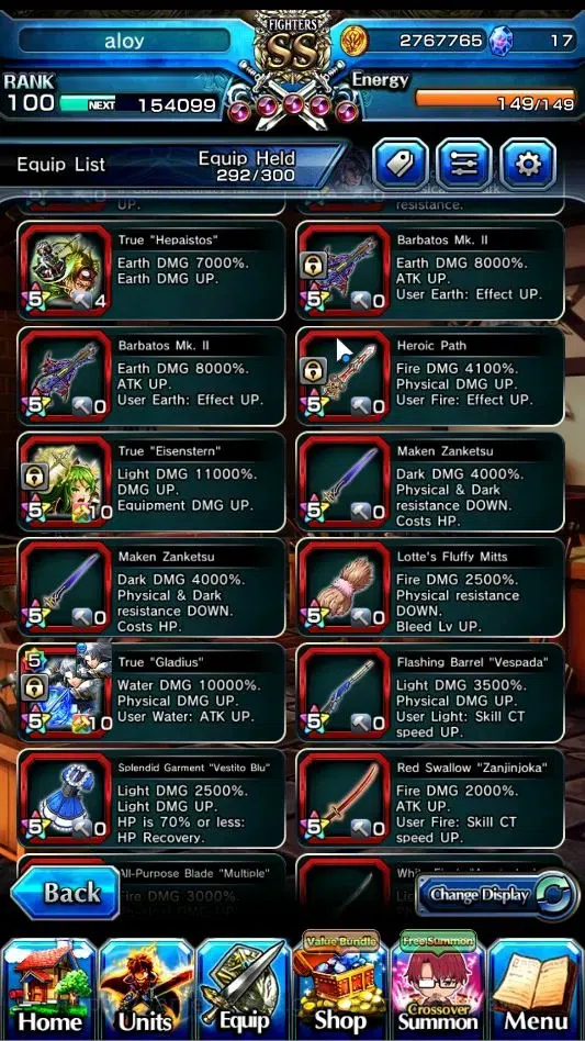 Grand Summoners Accounts End-Game Global|Rank 100|SpArt Shizu|31 Ascend+11TW|(PaladinRoy,Kenshin,Frieren,DLRimuru,Shizu,2xWH 13