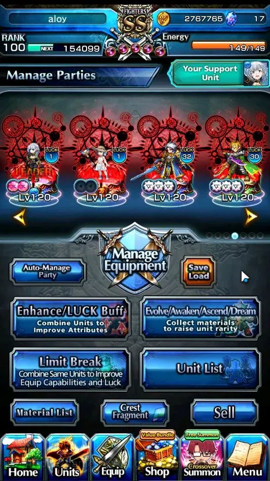 Grand Summoners Accounts End-Game Global|Rank 100|SpArt Shizu|31 Ascend+11TW|(PaladinRoy,Kenshin,Frieren,DLRimuru,Shizu,2xWH 2