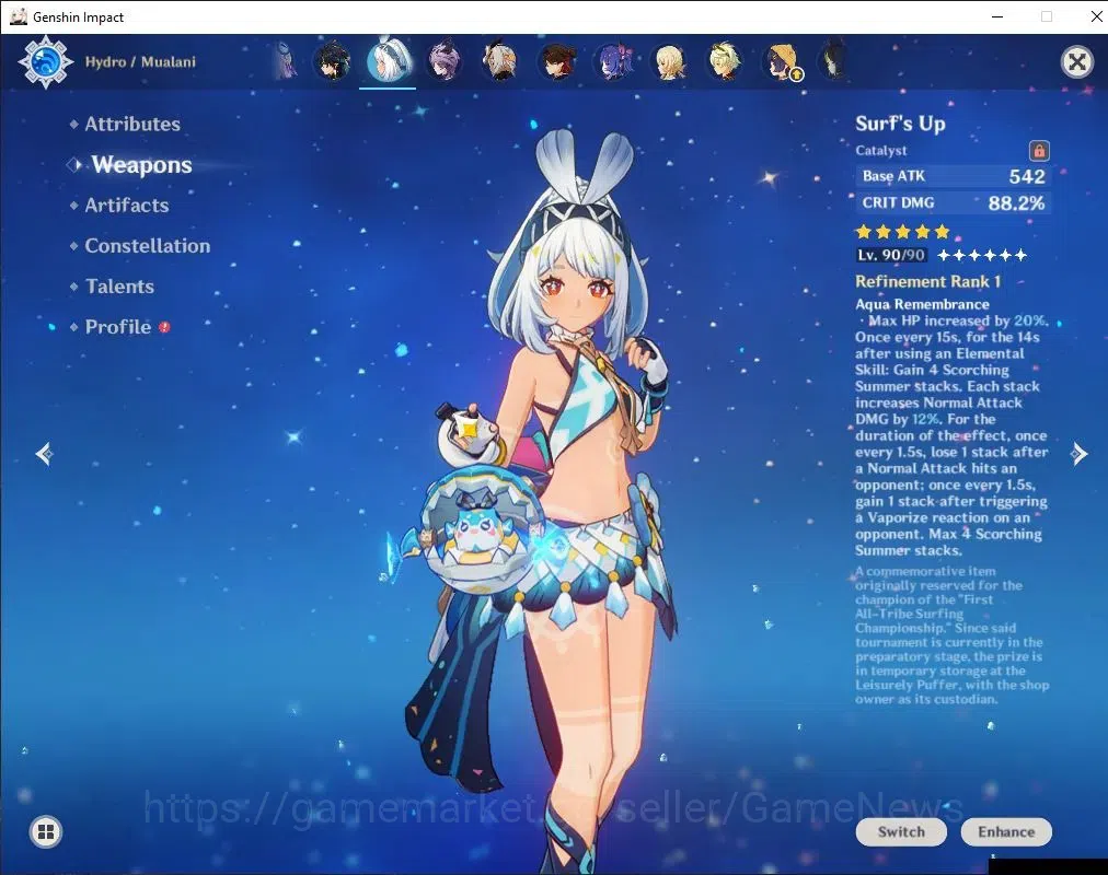 Genshin Impact Accounts Others ASIA|AR 58|8 Limited + 7 (*5 Weapon)|Mualani C6+Sign,Flins C1,Furina,Xilonen,Kazuha,Etc|Mc 5