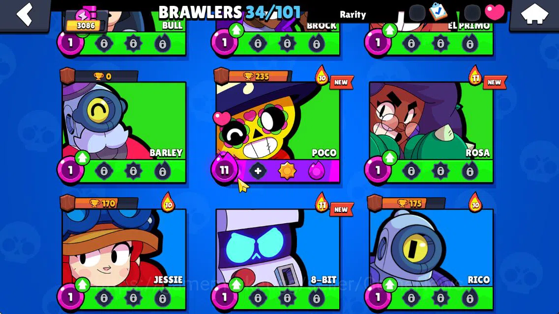 Brawl Stars Accounts 3086 Trophy|7K Bling|34 Brawler 5 MAX Lvl 1 Myth: Willow| 1 Myth [Zeus Brock] 3 Epic 2 Super Rare 10