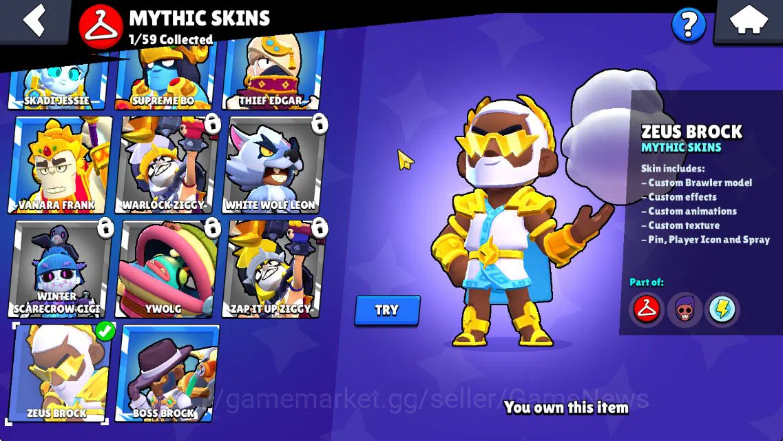 Brawl Stars Accounts 3086 Trophy|7K Bling|34 Brawler 5 MAX Lvl 1 Myth: Willow| 1 Myth [Zeus Brock] 3 Epic 2 Super Rare 11
