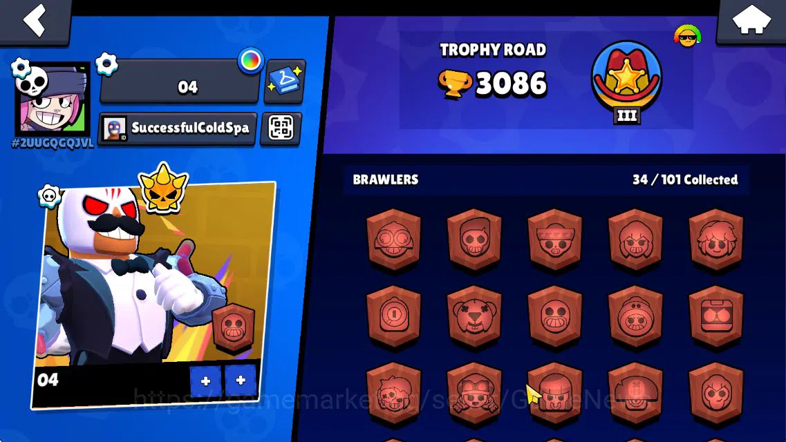 Brawl Stars Accounts 3086 Trophy|7K Bling|34 Brawler 5 MAX Lvl 1 Myth: Willow| 1 Myth [Zeus Brock] 3 Epic 2 Super Rare 2