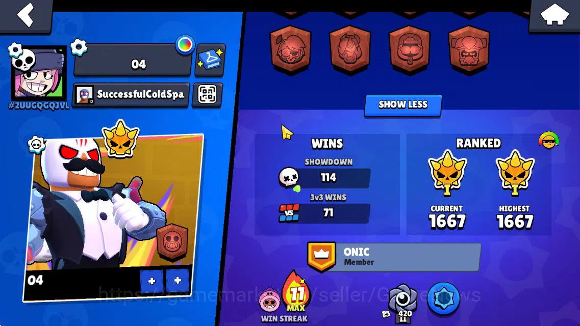 Brawl Stars Accounts 3086 Trophy|7K Bling|34 Brawler 5 MAX Lvl 1 Myth: Willow| 1 Myth [Zeus Brock] 3 Epic 2 Super Rare 3