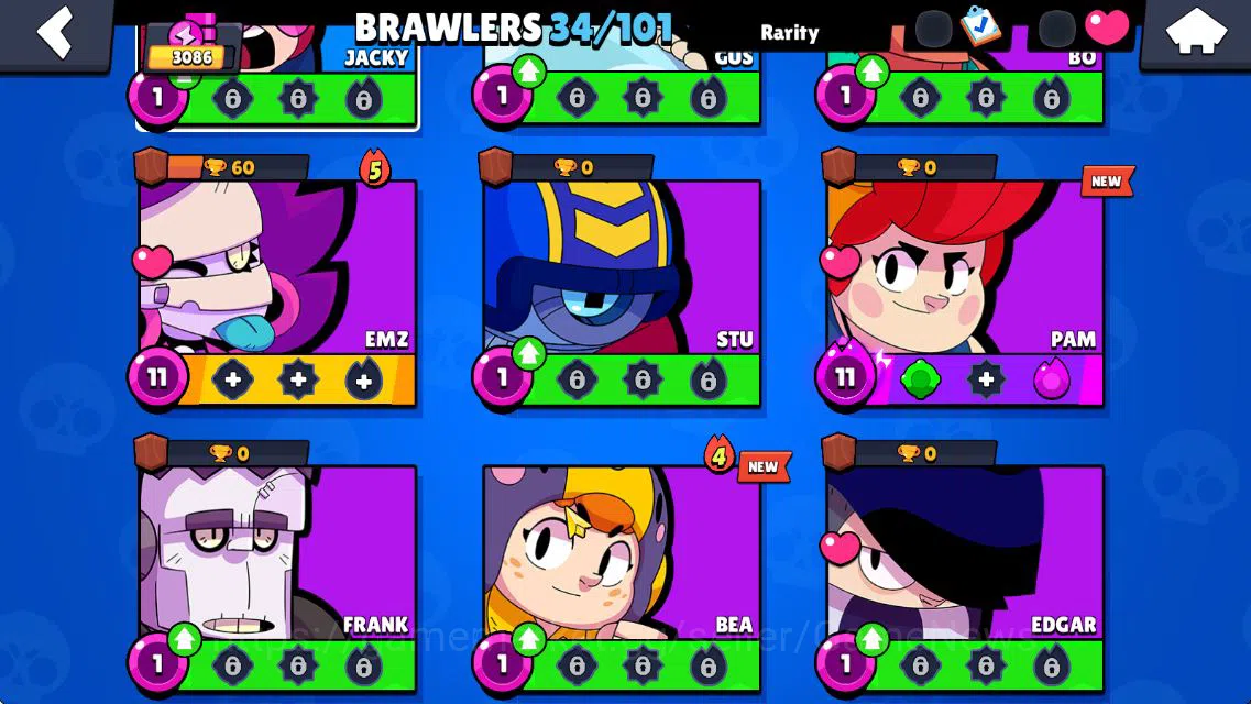 Brawl Stars Accounts 3086 Trophy|7K Bling|34 Brawler 5 MAX Lvl 1 Myth: Willow| 1 Myth [Zeus Brock] 3 Epic 2 Super Rare 8
