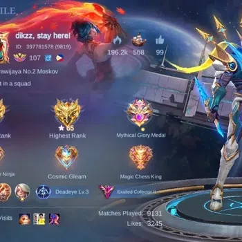 Mobile Legends: Bang Bang Accounts Collector Global|Skin 452|Exalted|Legend Gusion,kakashi hayabusa,Neobeast