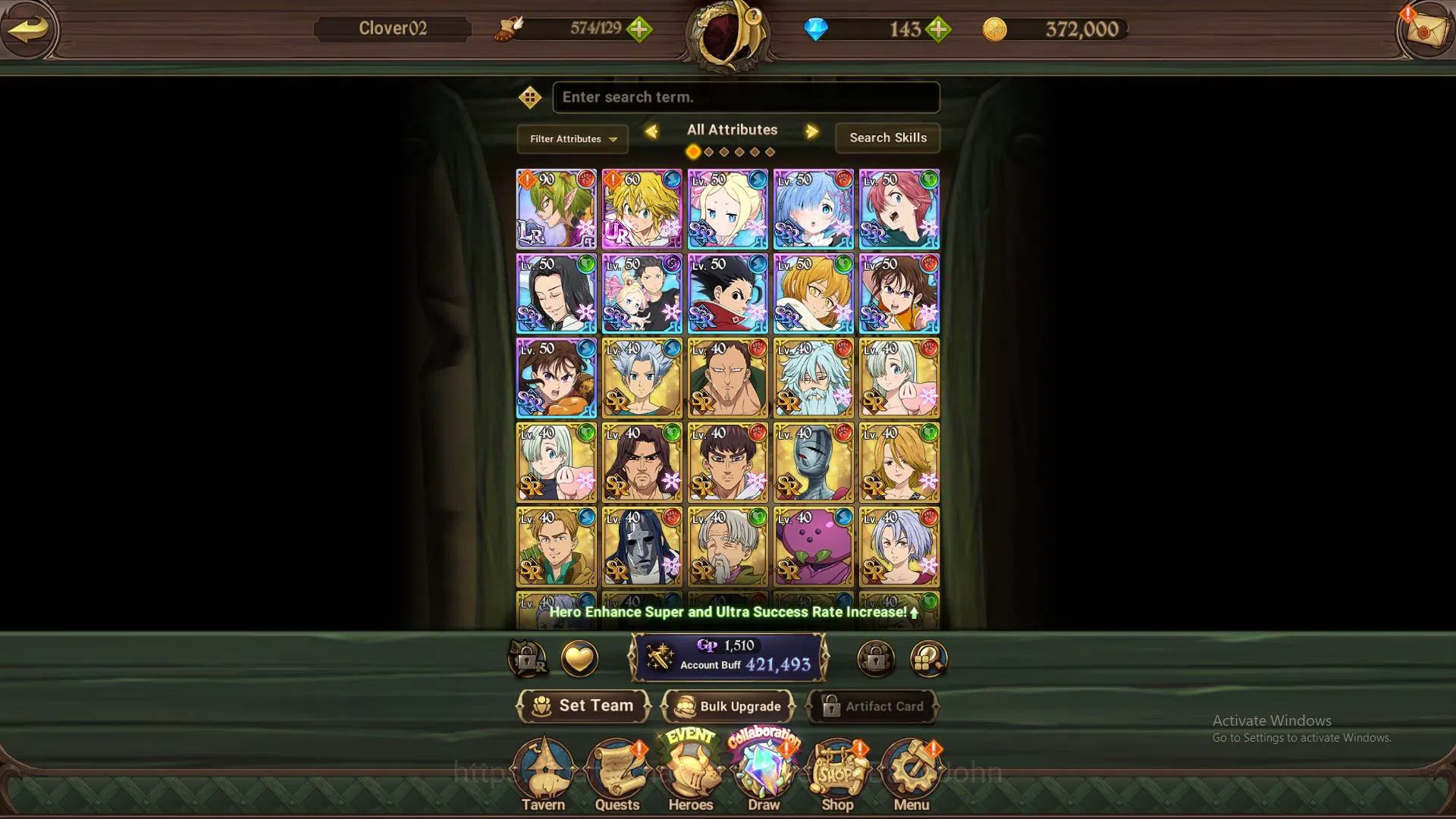 The Seven Deadly Sins: Grand Cross Accounts GLOBAL | 400k CC | Collab Re-Zero (Beatrice Subaru image 3