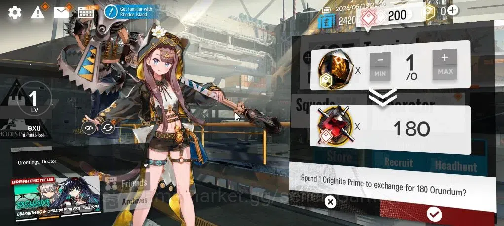 Arknights Accounts Starter Lv 1 | Fresh Starter | 1 Limited | PEPE | 200 Orudum+Terminal 0-1 | Check SS |(AK1500) 2