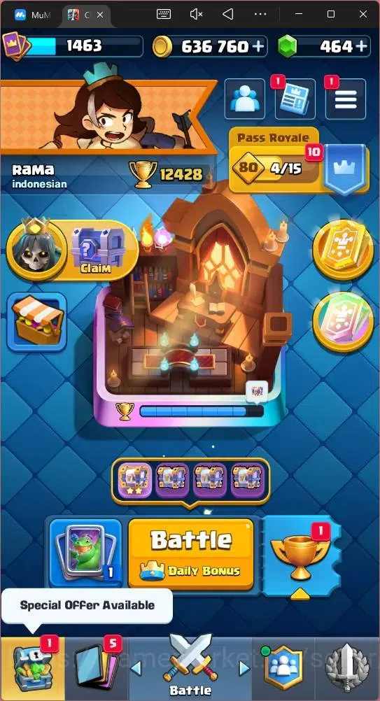 Clash Royale Accounts Mobile |CL 1463|KTL 15|Trophy 12429|Card 121|4 Max image 1