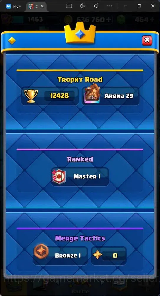 Clash Royale Accounts Mobile |CL 1463|KTL 15|Trophy 12429|Card 121|4 Max image 4