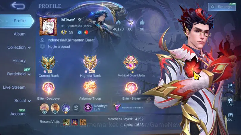 Mobile Legends: Bang Bang Accounts Hero 118|Skin 188|High Immo 106|Prime+M7 Granger,A image 2