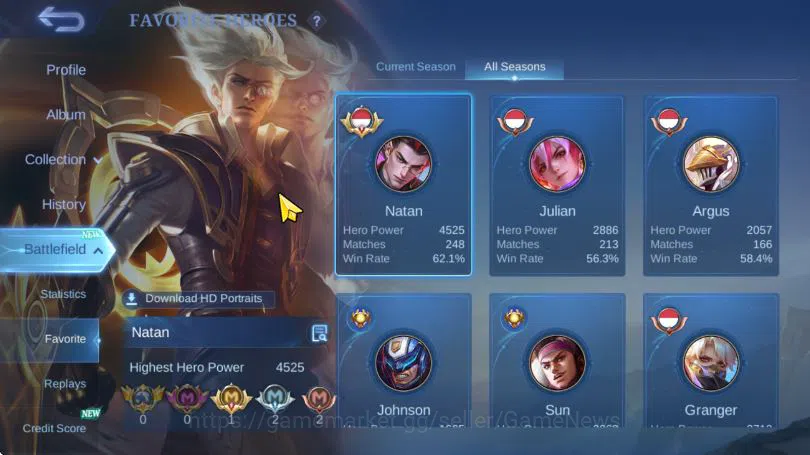 Mobile Legends: Bang Bang Accounts Hero 118|Skin 188|High Immo 106|Prime+M7 Granger,A image 5