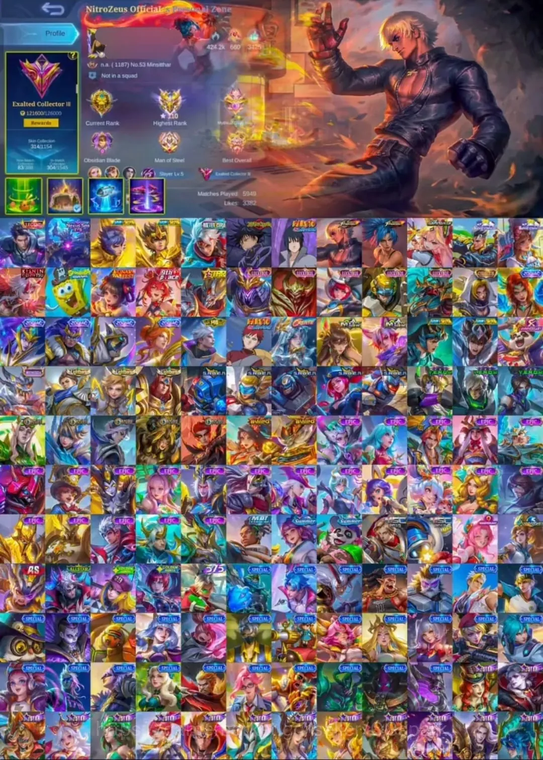 Mobile Legends: Bang Bang Accounts Collector Global | Exalted 3 | Alu Legends | Guni aspirants | Kof Gus| Thamuz Chou etc 1