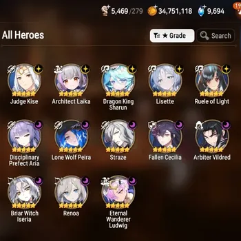 Epic Seven Accounts High-End Global Verif| 13 ML(Lisette,Renoa,AB Vildred,Ruele,BW Iseria,etc)+Haru+Art,AB