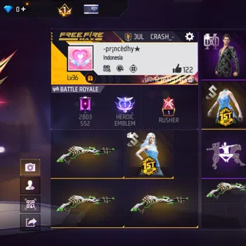 Free Fire Accounts INDONESIA | M1887 LUMUT - BUNDLE PANTHER - CELANA ANGEL PUTIH - COCOK BUAT CR AN
